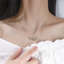 Chow Tai Fook Huanmei transfer bead necklace female ins simple Hetian jade jewelry niche design sense Sterling Silver