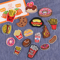 Cartoon food burger fries embroidery cloth stickers clothes hand book decoration shoes and hats hole patch can be sewn badge
