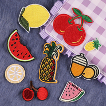 Cartoon watermelon lemon fruit embroidery stickers clothes decoration hand book DIY wild cloth stickers shoes hats repair cloth stickers
