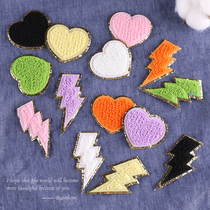 Cartoon cute towel embroidery love lightning embroidery badge stickers clothes decoration shoes and hats hole patch can be sewn cloth paste
