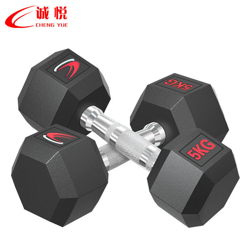 Chengyue rubber-coated dumbbells for men and women hexagonal fixed home commercial fitness training room Yaling professional equipment covered with steel