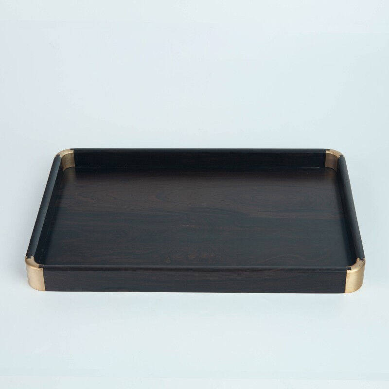 Rongshantang African rosewood inlaid copper corner solid wood rectangular tray size household kung fu tea set tea tray