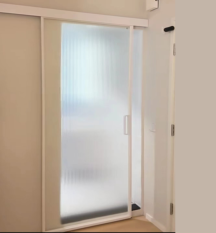 French Retro Bathroom Ultra-White Changhong Glass Narrow Side Sliding Door Kitchen Toilet Single Fan Hanging Rail Sliding Door Partition