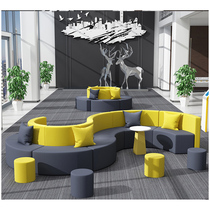 Office Sofa Modern Personality Creative Minimalist Training Institution Lounge Reception Business Cloth Sofa Tea Table Combination