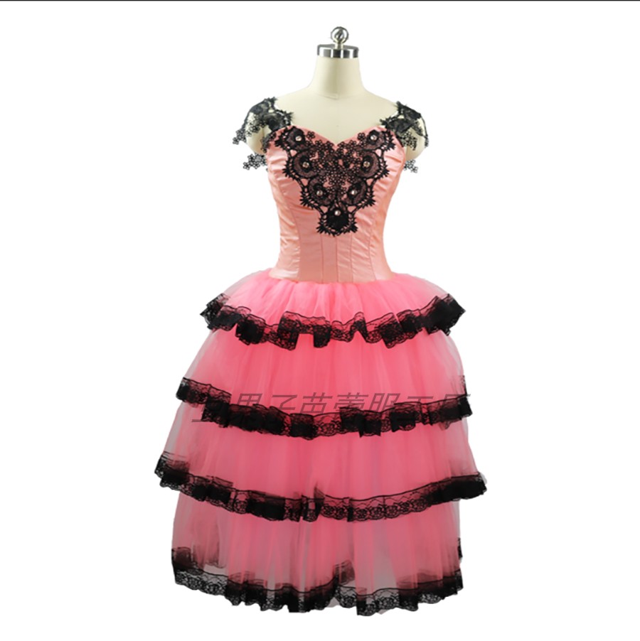 Pink Ballet Tutu Long Dress Girl Professional Customised Soft Yarn Dresses Adult Children Dance Competition Examination for Costume Contest