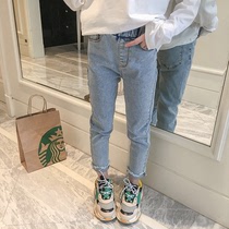 Girl Jeans Spring Dress 2022 New Tight Fit Pants CUHK Child Han Version Foreign Air Children Spring Autumn Pants Tide