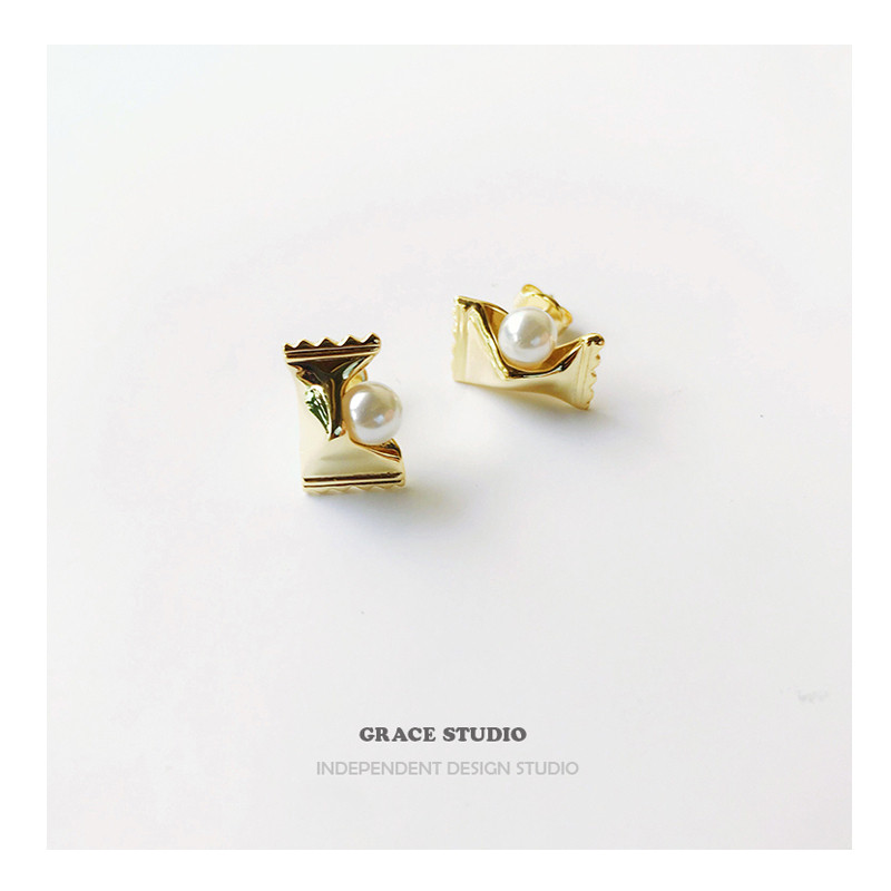 G S Milk Hard Candy Niche Candy Pearl Stud Earrings Simple Playful Fun Earrings 2022 New All-match Earrings