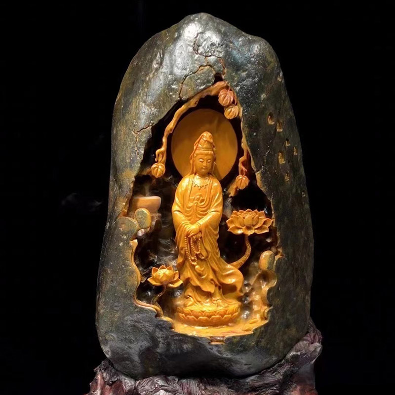 Sushan stone pendulum piece Guanyin Tian Huang hibiscus stone leader Qiao relocating to open a gift-gift-gift living room for a property in the living room