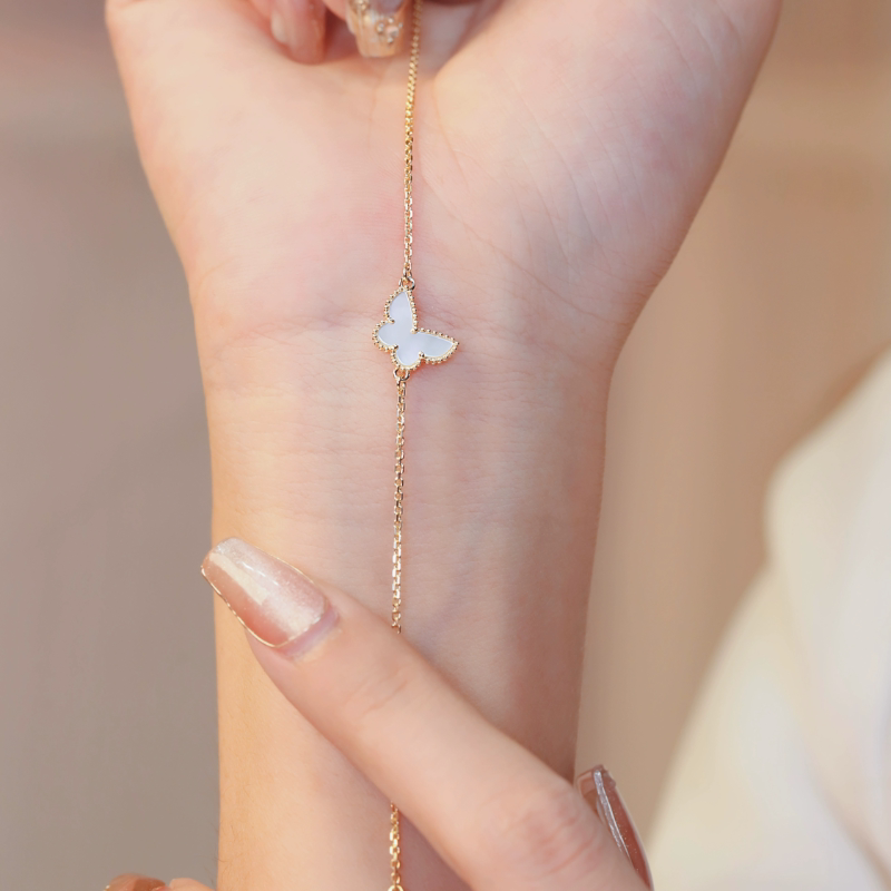 18K Gold Butterfly Bracelet White Shell/Gray Shell Butterfly Bracelet/Necklace Water Shell Jewelry Seiko Factory Real Gold Does Not Fade