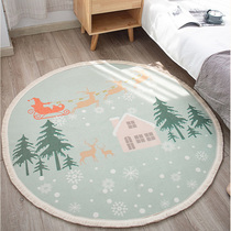 Excellent products Nordic fresh cotton thread woven tassel edge Christmas printed floor mat carpet