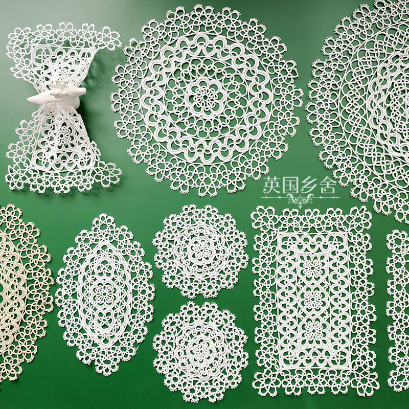 Classical Europe Handmade Lace Pure Cotton Thread Shuttle Woven Foreign Trade Lace Cover Towels Cushion Towels Pad Mat