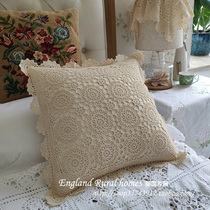 Classic foreign trade old stock full thin line handmade crochet cotton beige pillowcase cushion cover delicate and soft