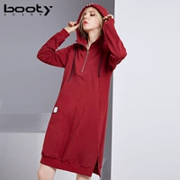 Mùa thu 2018 mới cao cấp của phụ nữ thể thao gió dài tay có khóa kéo dài trùm đầu váy dài thể thao - Trang phục thể thao quần legging thể thao nữ