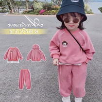 2021 winter clothing children sports suit girls sweatpants baby coat little girl Korean version foreign air two sets