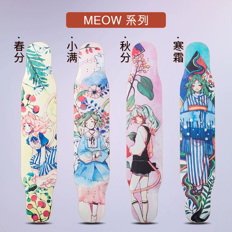 Meow danceboard ván trượt ván mới 4 thế hệ con gái chuyên nghiệp longboard khuyên bập bênh đen loli gia đình nhỏ - Trượt băng / Trượt / Thể thao mạo hiểm bánh xe patin