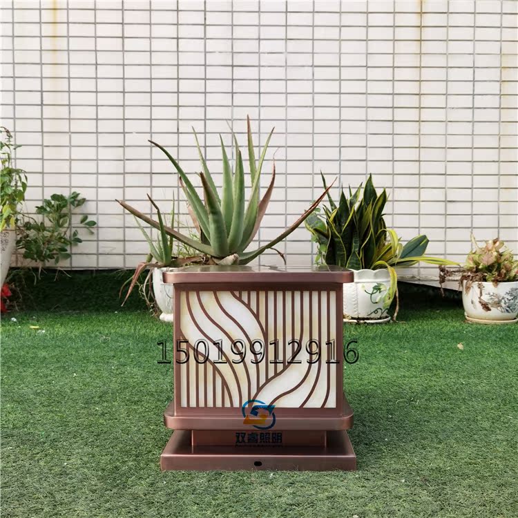 Courtyard Door Post Wall Lamp Sample House Display Central Column Head Lamp Entry Marble Column Suction Dome Lamp Wire copper plated column light box