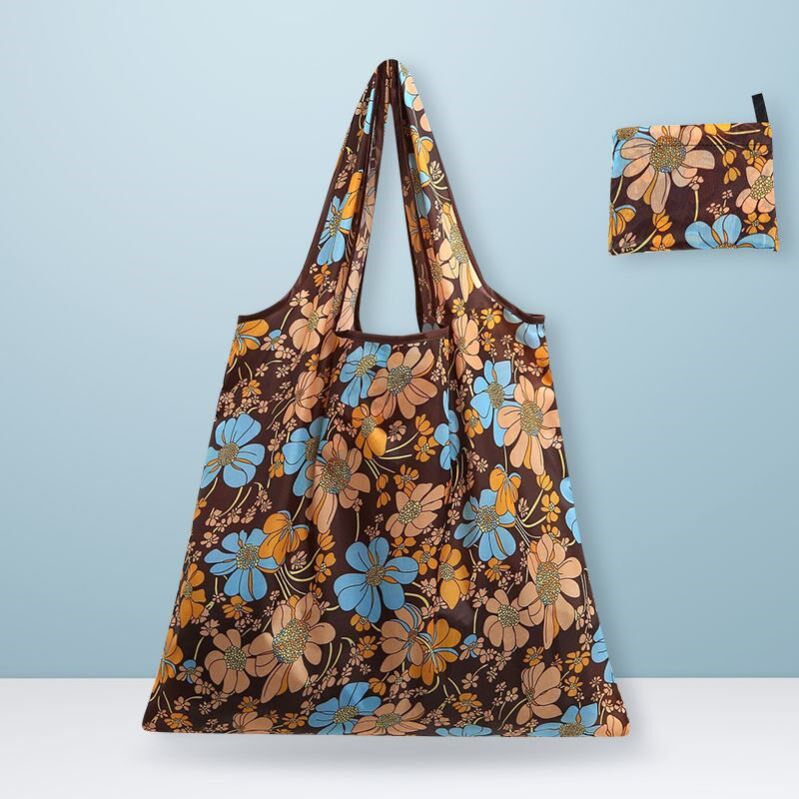 Foldable supermarket shopping bag light environmental protection bag women's handbag cloth sail large capacity portable grocery shopping bag pocket 1