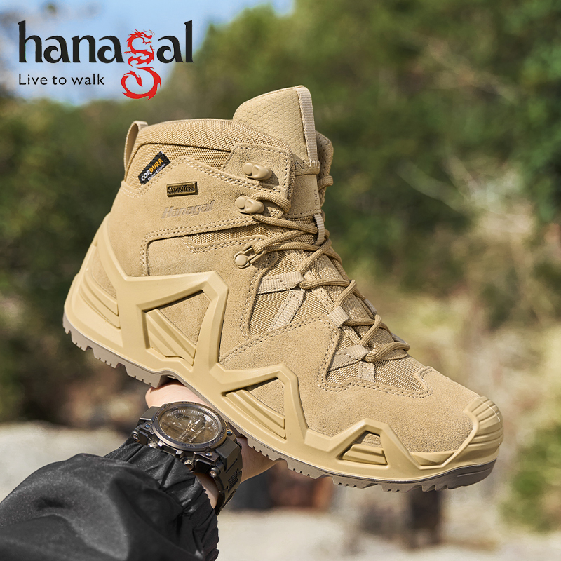Hange Cruiser Ii Outdoor Hiking Mid-Top Sand-Colored Combat Boots for Men, New Autumn and Winter Military Fan Combat Boots for Women