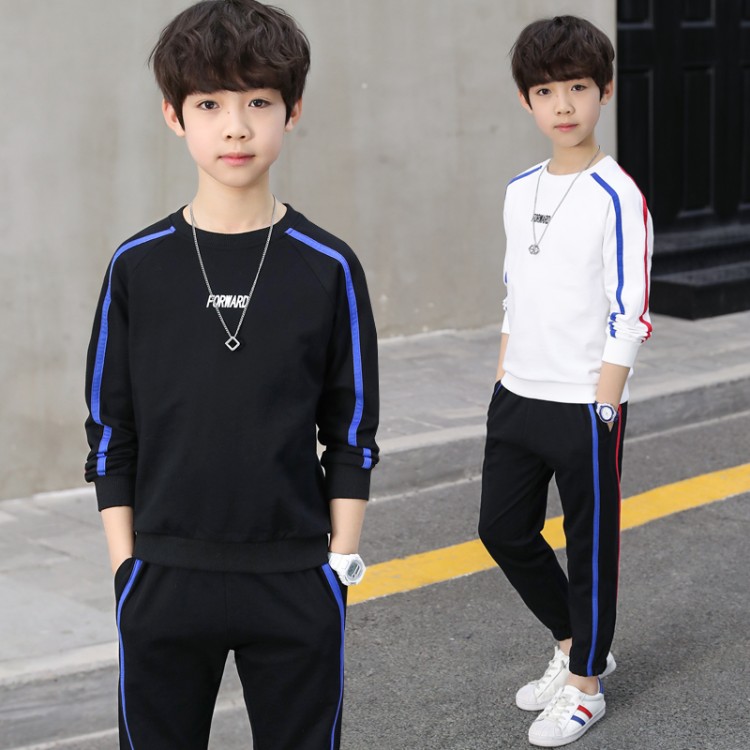 Children Suit Boy Spring Clothing 2022 New CUHK Youngical Spring Autumn Season Sports Suit Boy Foreign Pie Two Sets Of Boomer Clothes