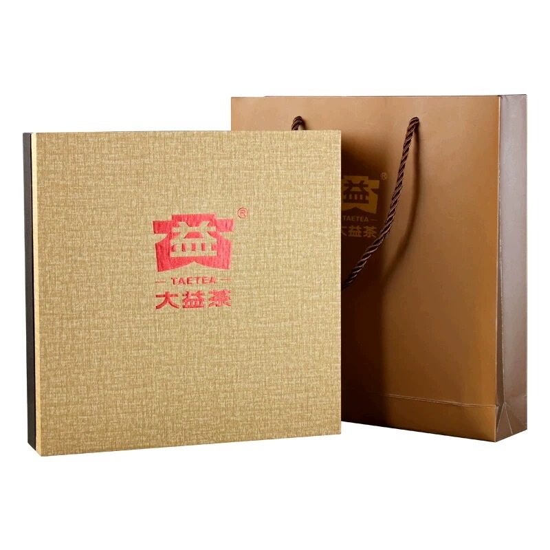 Dayi Pu'Er Tea Box Single Cake 357g Box Golden Tea Packaging Gift Box Seven Cake Universal Empty Box