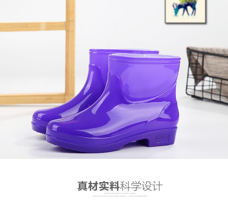 Bán chạy nhà bếp chống thấm nước giày nữ sinh viên Hàn Quốc rửa xe ngọt ngào thấp trên ấm áp dưới mềm giày đi mưa ống ngắn - Rainshoes
