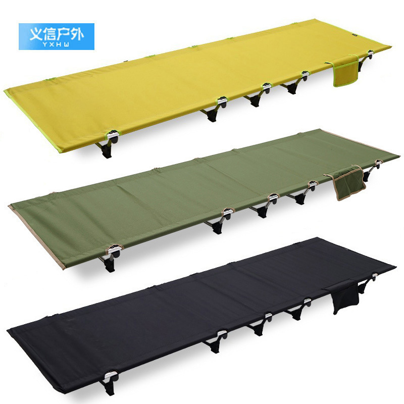 Outdoor camp bed aluminum alloy ultra-light portable folding single bed beach camping bed accompaniment lunch break bed