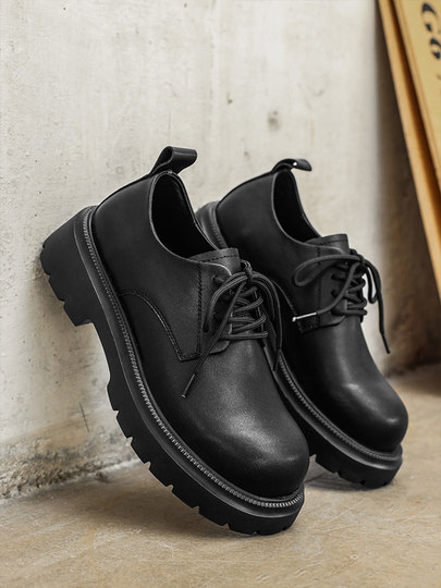 Derby shoes men's spring men's shoes increased workwear thick-soled Martin boots low-top formal wear business casual large leather shoes