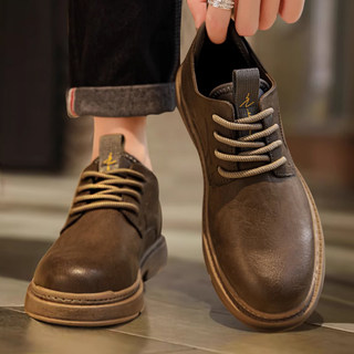 Men's Martin Boots Low-Top Trendy 2025 New Khaki Martin Shoes Men's Leather Shoes British Workwear Men's Shoes Autumn