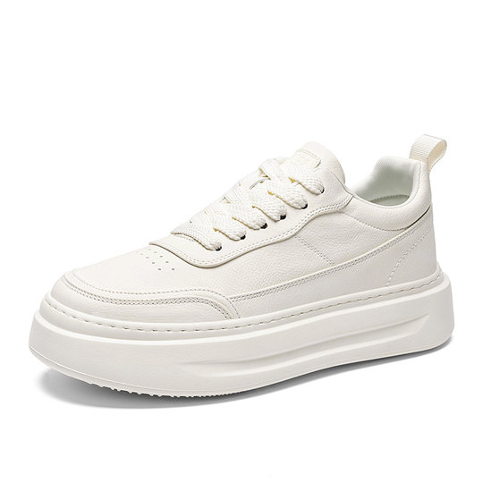 Clean and simple white shoes Korean style low-cut sneakers spring and autumn men's shoes 2026 new thick soles and heightening fashion casual shoes