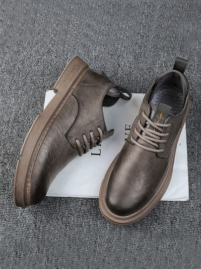 Martin boots men's low-cut trendy 2025 new khaki Martin shoes men's leather shoes British workwear men's shoes autumn