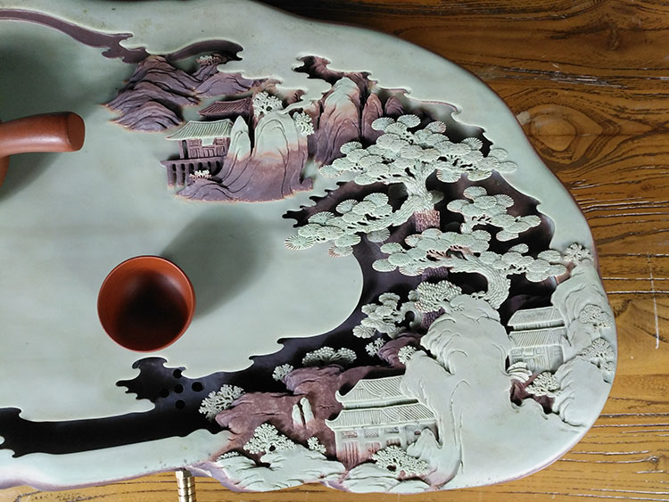 Shu is a purple robe jade belt stone tea tea tray with the whole piece of the original natural stone, stone tea set contracted dry mercifully set