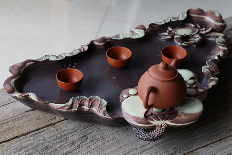 Shu is a purple robe jade belt stone tea tea tray with the whole piece of the original natural stone, stone tea set contracted dry mercifully set