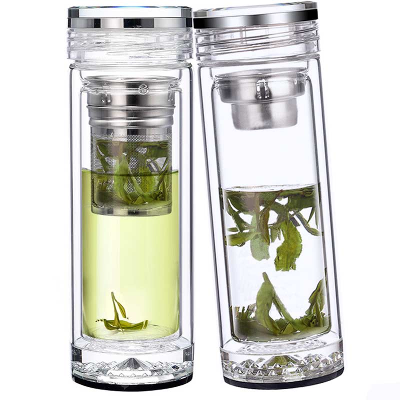 Male shu also double glass cup tea custom heat water separation water cup upset portable filtration crystal