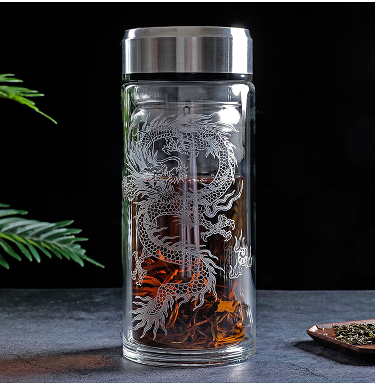 Shu also customized double glass large capacity water cup 1000 ml man car large tea cup portable lettering