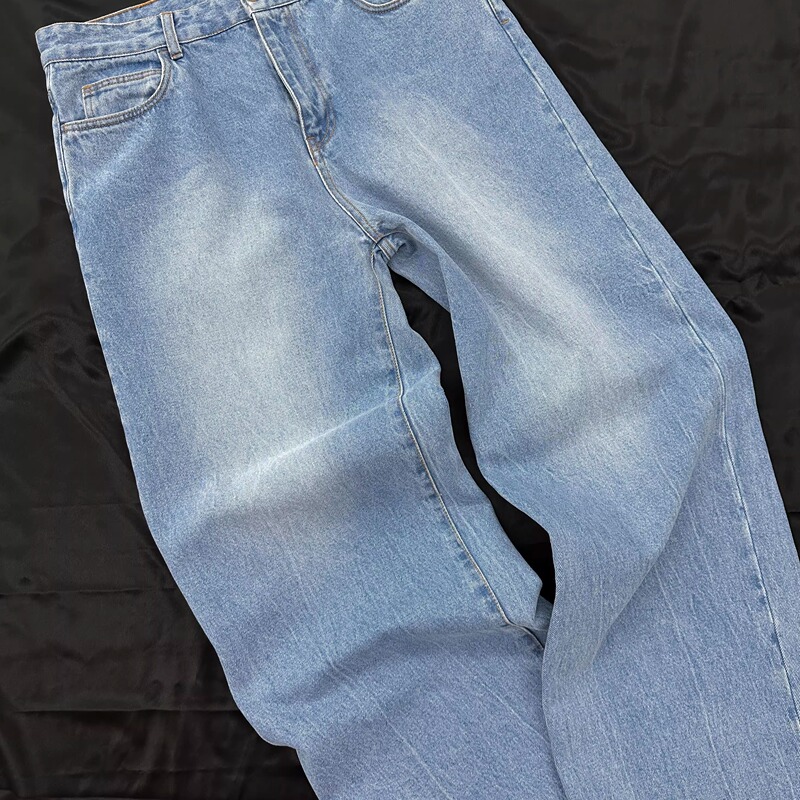 Highly Recommended Row Style Ice Blue Eglitta Magic Pants, Unisex Slightly Flared Ice Blue Washed Jeans for Both Men and Women