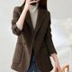 2022 autumn and winter new woolen houndstooth temperament suit jacket women's popular casual all-match fashion tops