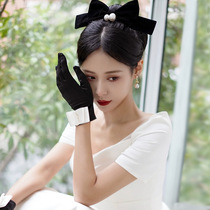 New bride wedding black bow hairpin French temperament dress tiara wedding photo styling accessories for women