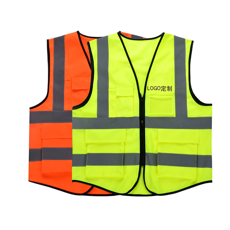 Multi-pocket work clothes horse chia traffic riding driver car print word safety clothing Custom logos building construction