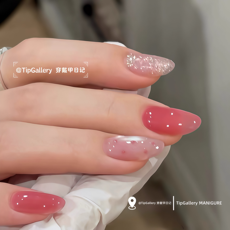 【Rena Kojima】Handmade Wearable Nails with a Gentle, Pure, and Sweet Vibe, High-End Honey Pink Nail Stickers
