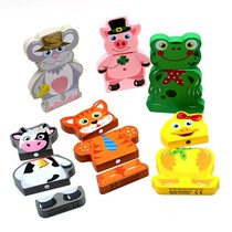 Magnetic cartoon stereo 3D animal simple puzzle three large particles cognitive early - education building block toy teaching tools