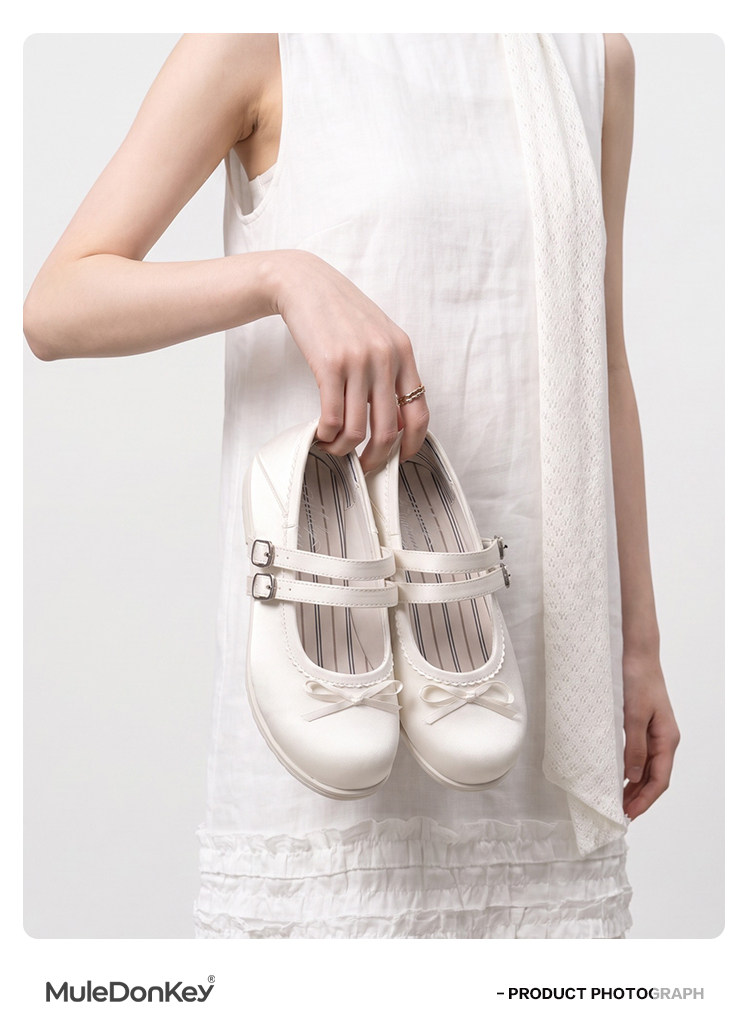 Mule Donkey Bow Strap Mary Jane Ballet Flat
