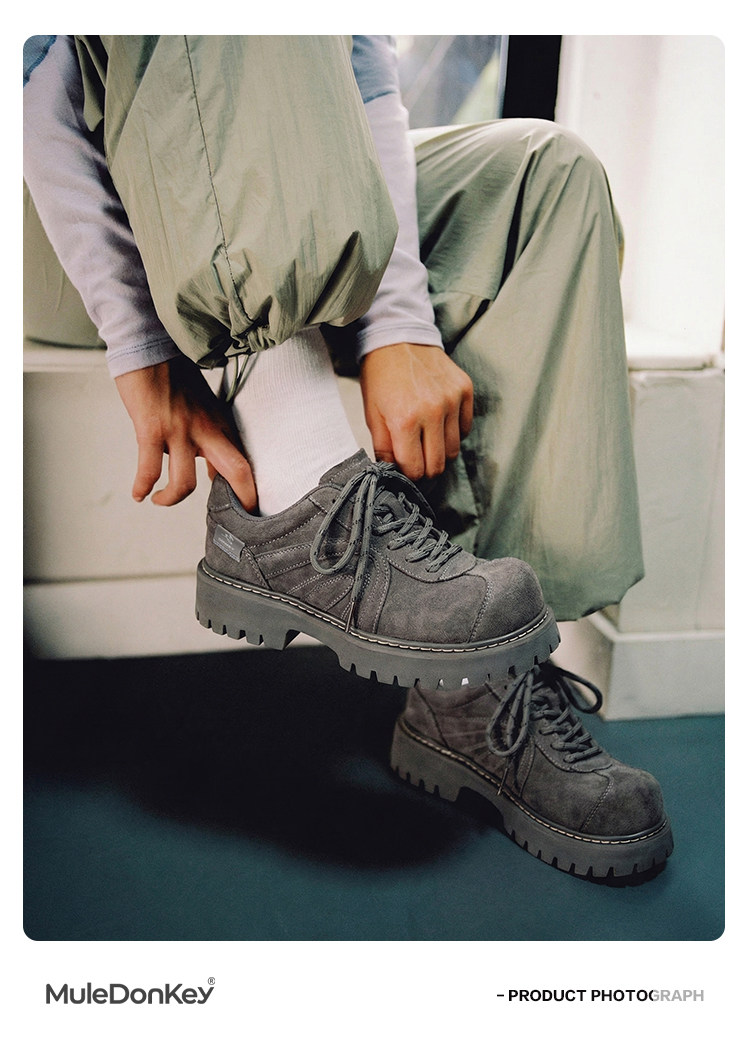 Mule Donkey Gray Suede Platform Derby