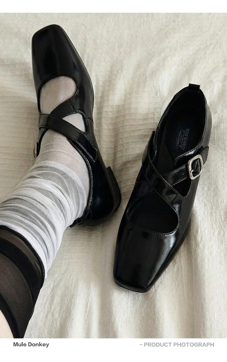 Mule Donkey Patent Leather Square-Toe Mary Jane