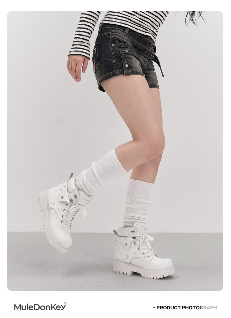 Mule Donkey Lace-Up Platform Martin Boot
