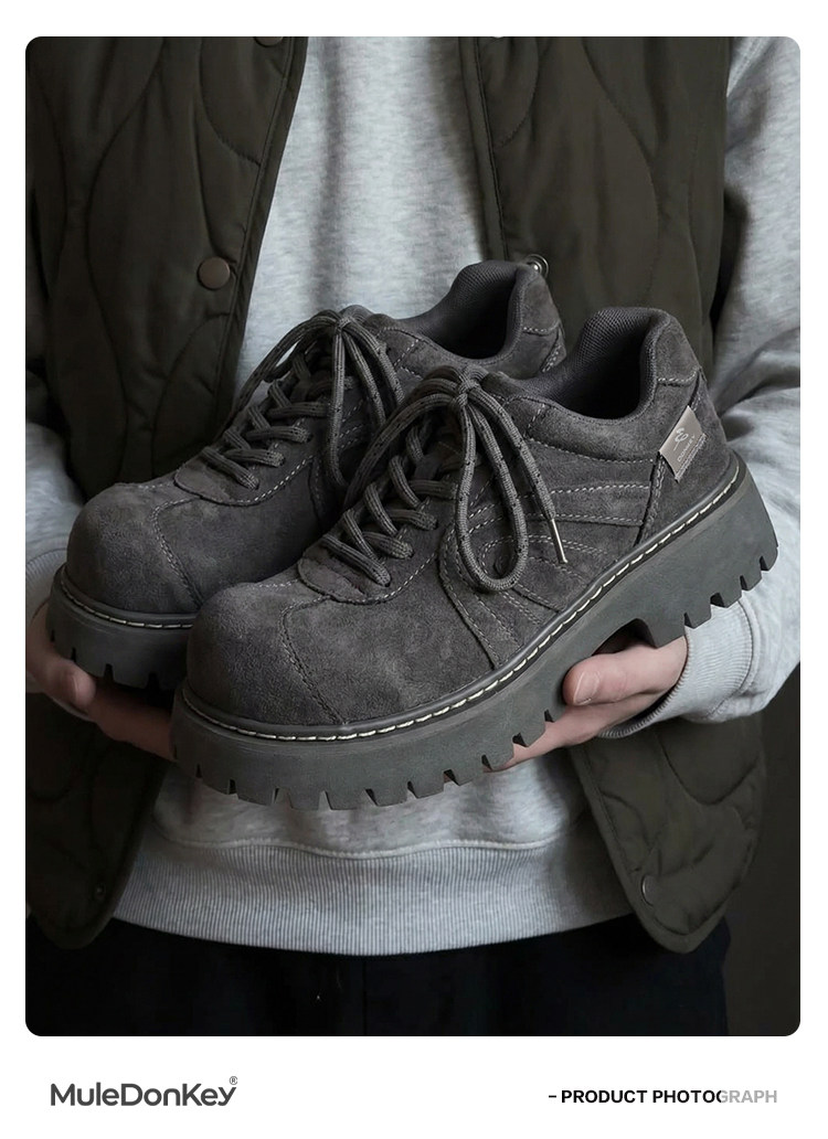 Mule Donkey Gray Suede Platform Derby