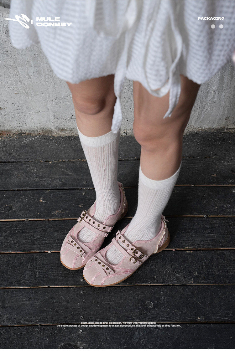 Mule Donkey Pink Studded Ballet Mary Jane
