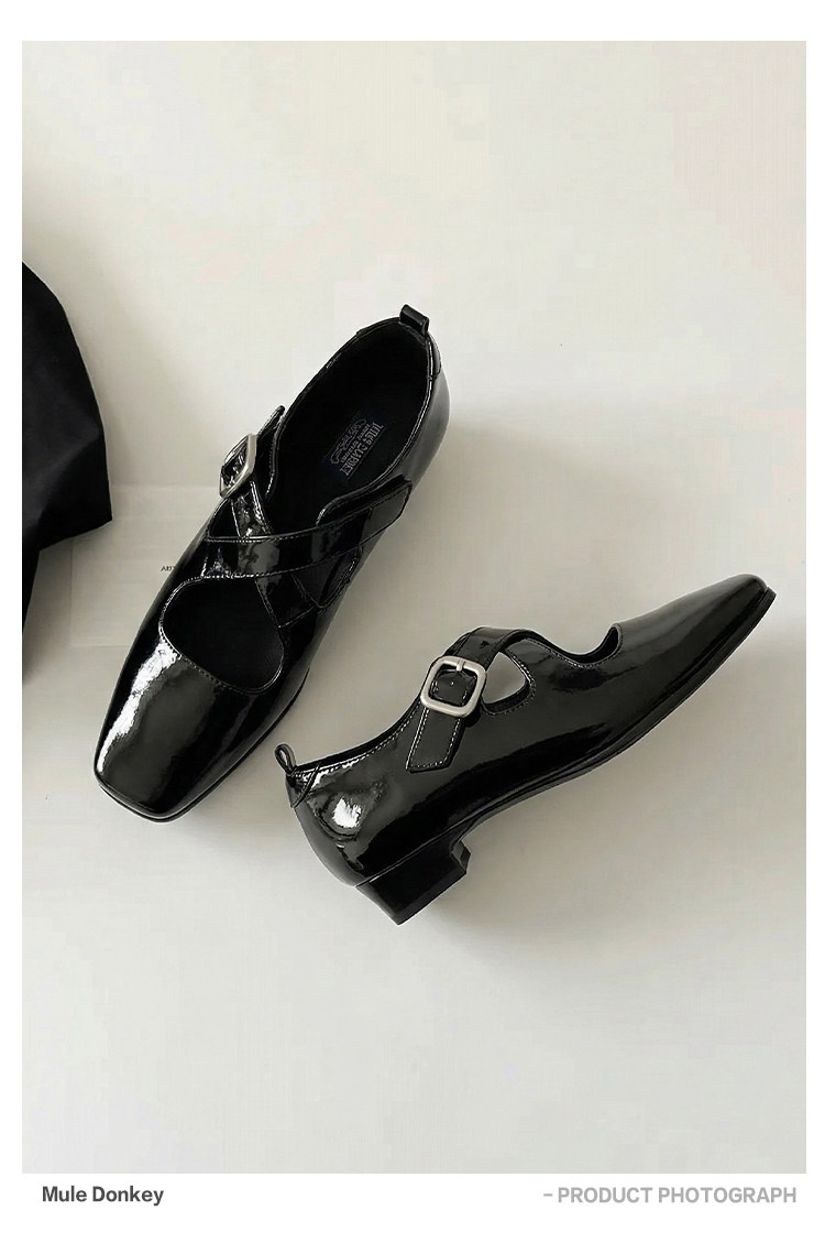 Mule Donkey Patent Leather Square-Toe Mary Jane