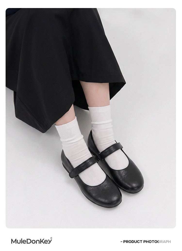 Mule Donkey Round-Toe Ruched Ballet Mary Jane