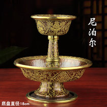 Dharma protector cup supplies Nepal imported handmade gold-plated pure copper carved worship instrument chassis 18cm