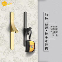 New high-end cabinet door handle Nordic modern simple golden black cabinet wardrobe door handle glue-free hole